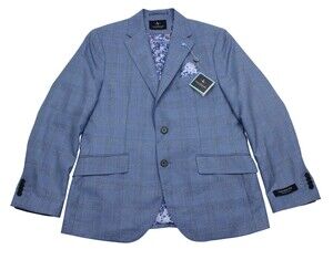 Tailorbyrd Sport Coat Mens 38 S Blue Jay Shadow Plaid Modern Fit Blazer Jacket